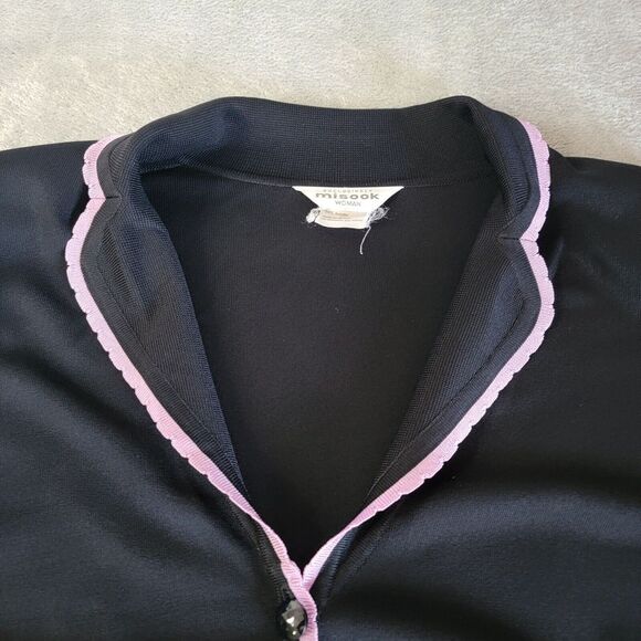 Exclusively Misook 2X Black Purple Trim Three Button Long Sleeve Cardigan Jacket - Picture 5 of 11